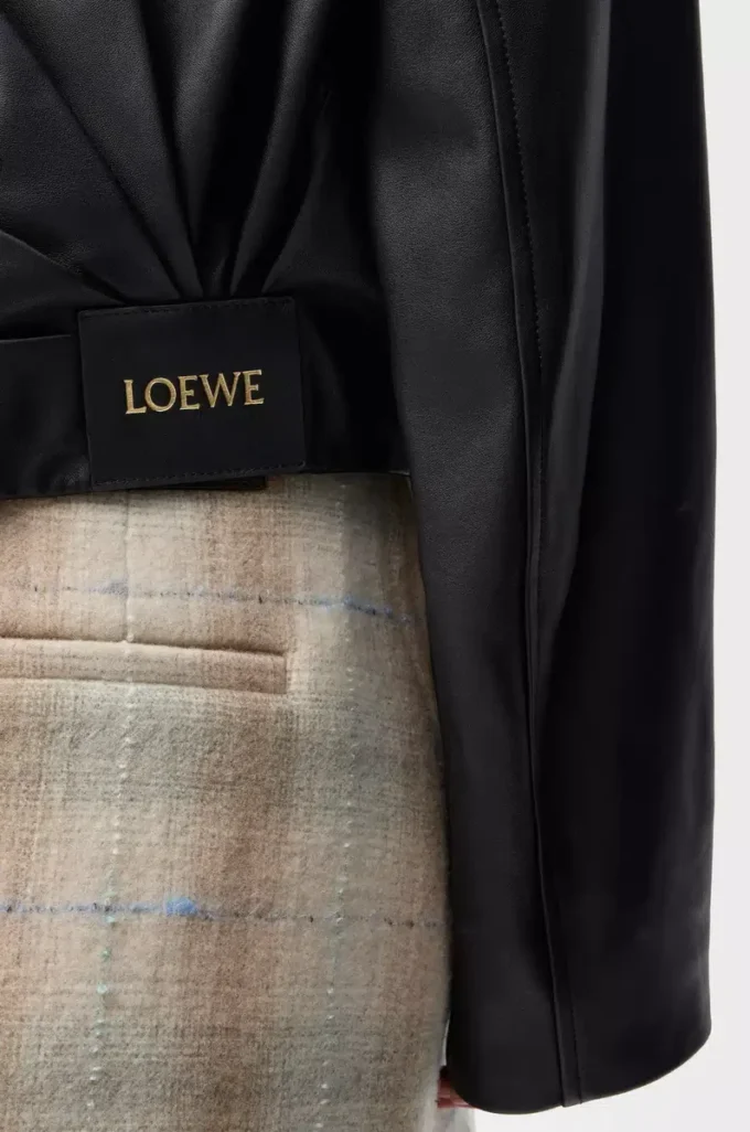 Drapierte Jacke aus Nappalammleder Schwarz