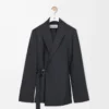 Drapierte Jacke aus Wolle in Dunkelgrau