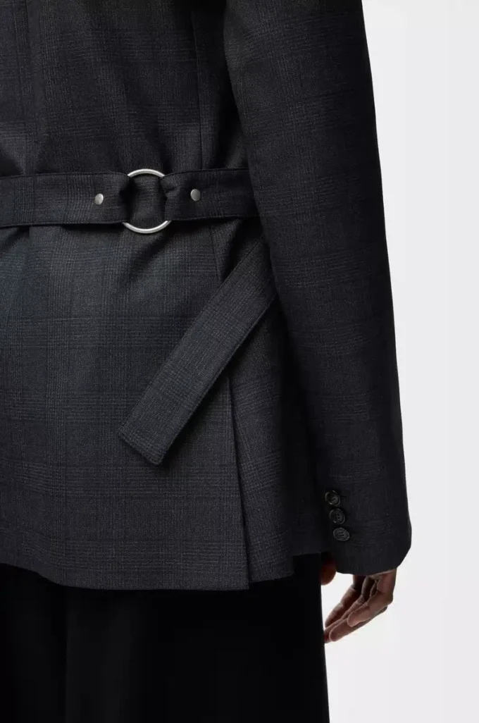 Drapierte Jacke aus Wolle in Dunkelgrau
