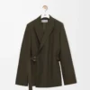 Drapierte Jacke aus Wolle in Khaki-Grün