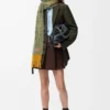 Drapierte Jacke aus Wolle in Khaki-Grün