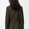 Drapierte Jacke aus Wolle in Khaki-Grün