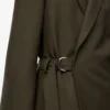 Drapierte Jacke aus Wolle in Khaki-Grün