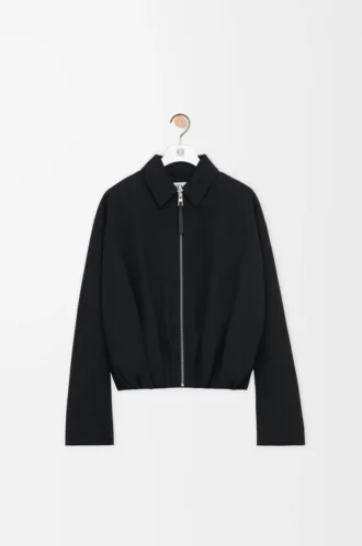Drapierte Jacke aus Wolle Schwarz