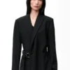 Drapierte Jacke aus Wolle Schwarz