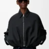 Drapierte Jacke aus Wolle Schwarz