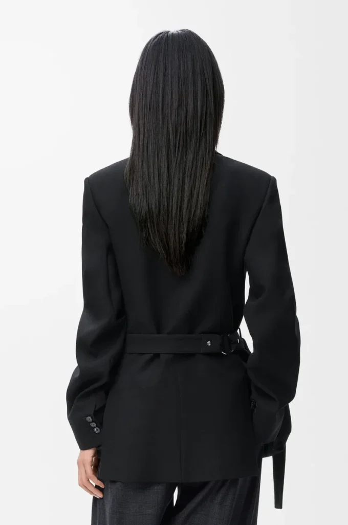 Drapierte Jacke aus Wolle Schwarz
