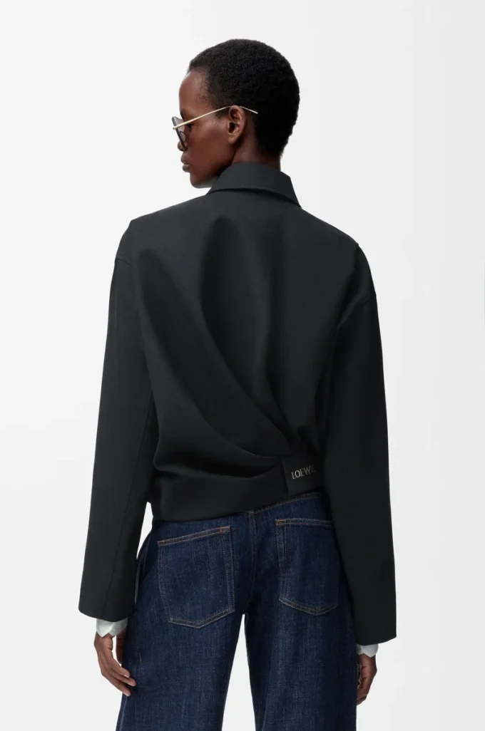 Drapierte Jacke aus Wolle Schwarz