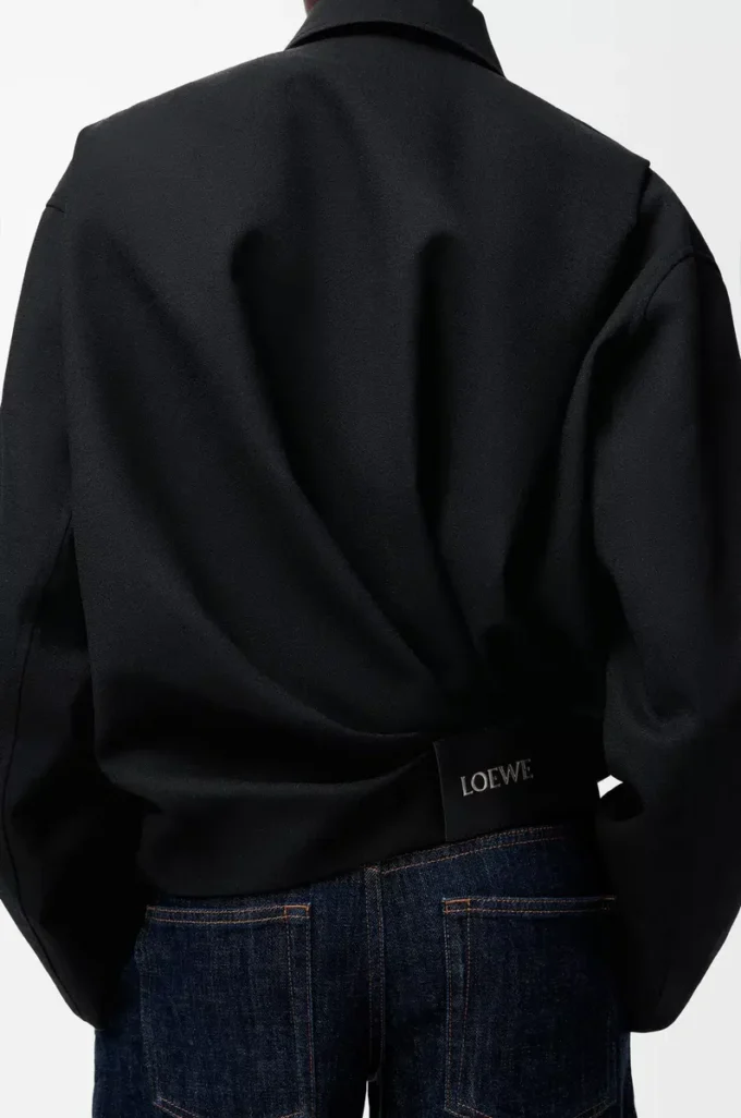 Drapierte Jacke aus Wolle Schwarz