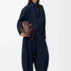 Drapierte Jeans aus Denim Dunkelindigo