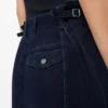 Drapierte Jeans aus Denim Dunkelindigo