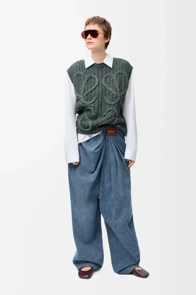 Drapierte Jeans aus Denim Indigo Blue