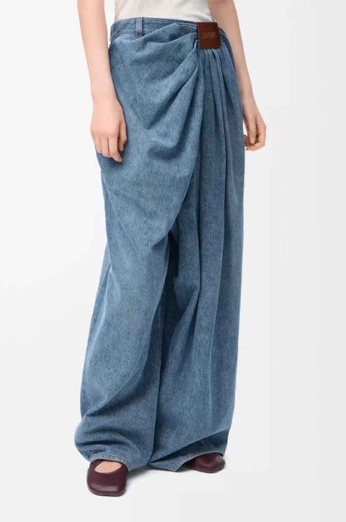 Drapierte Jeans aus Denim Indigo Blue