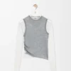 Drapierter Pullover aus Kaschmir Grau/Weiß