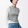 Drapierter Pullover aus Kaschmir Grau/Weiß