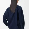 Drapiertes Hemd aus Denim in Dunkelindigo
