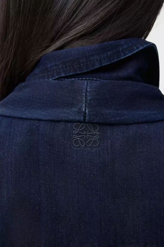 Drapiertes Hemd aus Denim in Dunkelindigo