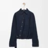 Drapiertes Hemd aus Denim Indigo Blue