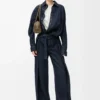 Drapiertes Hemd aus Denim Indigo Blue