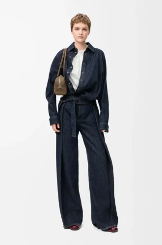Drapiertes Hemd aus Denim Indigo Blue