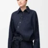 Drapiertes Hemd aus Denim Indigo Blue