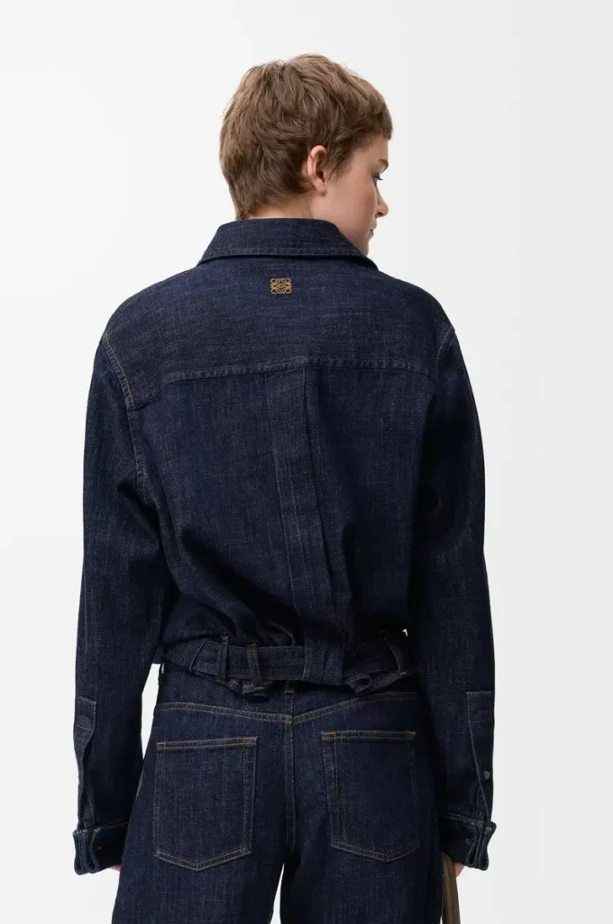 Drapiertes Hemd aus Denim Indigo Blue