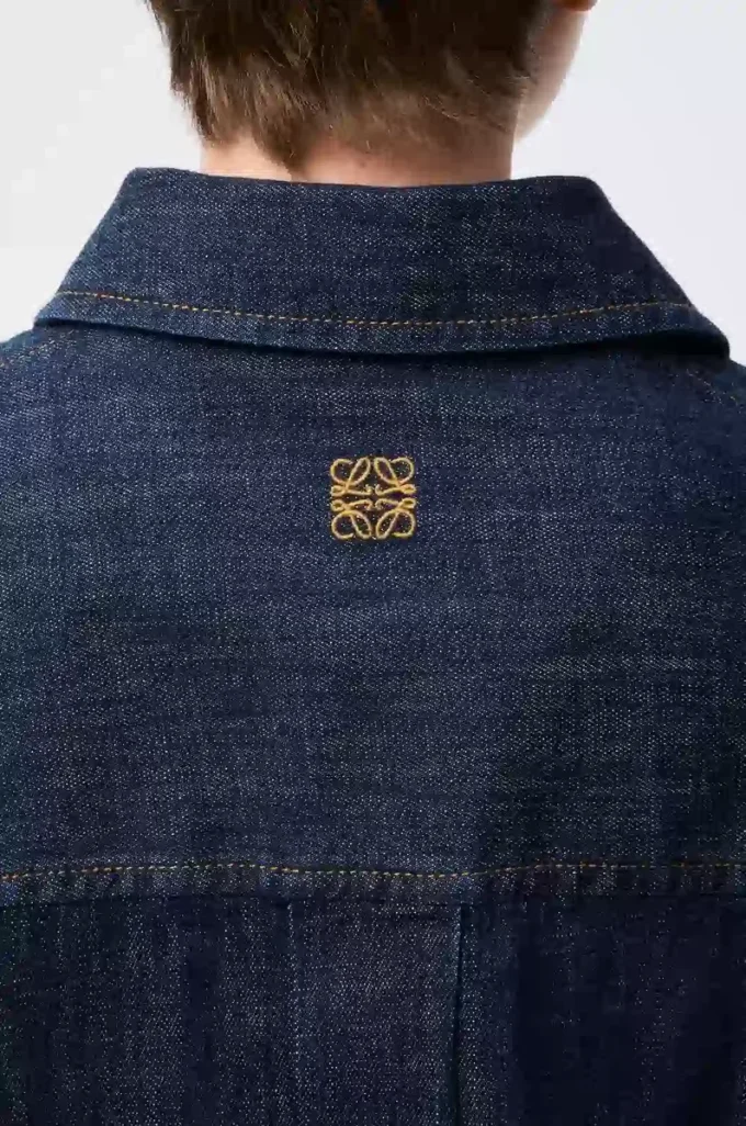 Drapiertes Hemd aus Denim Indigo Blue
