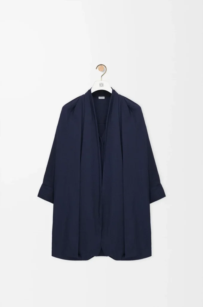Drapiertes Kleid aus Baumwolle in Marineblau