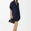 Drapiertes Kleid aus Baumwolle in Marineblau