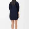 Drapiertes Kleid aus Baumwolle in Marineblau