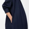 Drapiertes Kleid aus Baumwolle in Marineblau