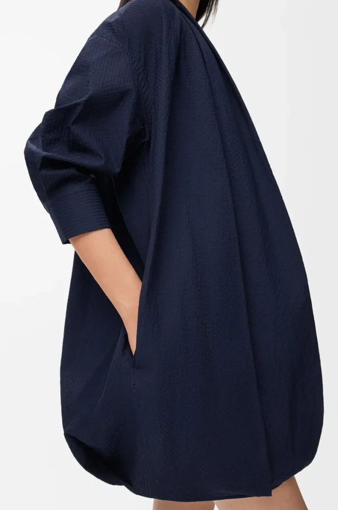 Drapiertes Kleid aus Baumwolle in Marineblau