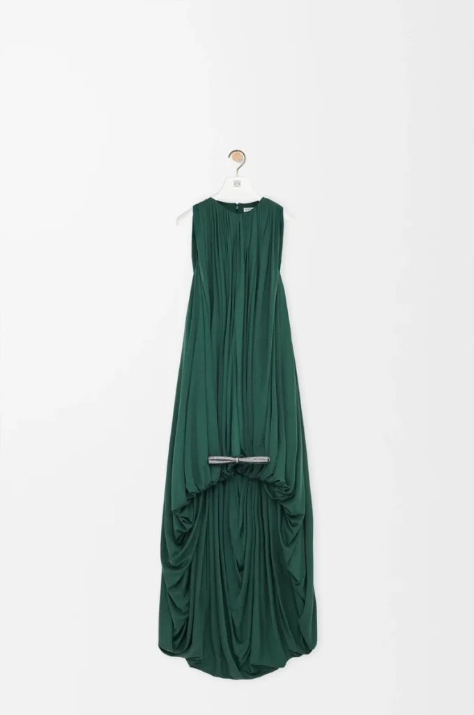 Drapiertes Kleid aus Seide Grün