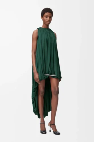 Drapiertes Kleid aus Seide Grün