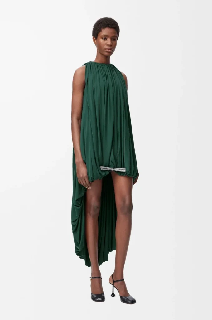 Drapiertes Kleid aus Seide Grün