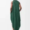 Drapiertes Kleid aus Seide Grün