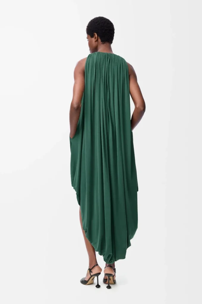 Drapiertes Kleid aus Seide Grün