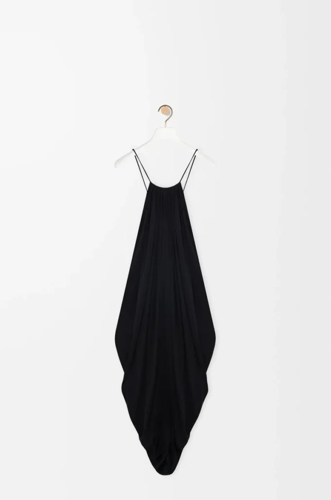 Drapiertes Kleid aus Seide in Schwarz