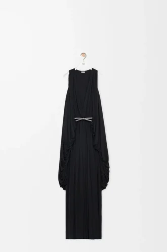 Drapiertes Kleid aus Seide in Schwarz