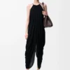 Drapiertes Kleid aus Seide in Schwarz