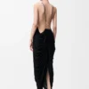 Drapiertes Kleid aus Seide in Schwarz