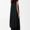 Drapiertes Kleid aus Seide in Schwarz