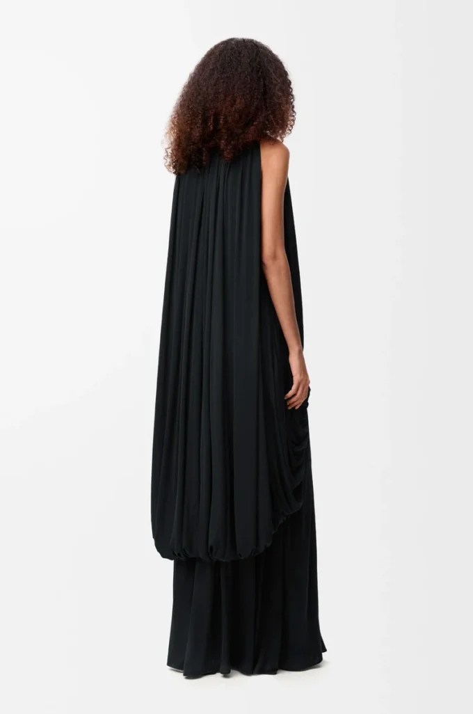 Drapiertes Kleid aus Seide in Schwarz