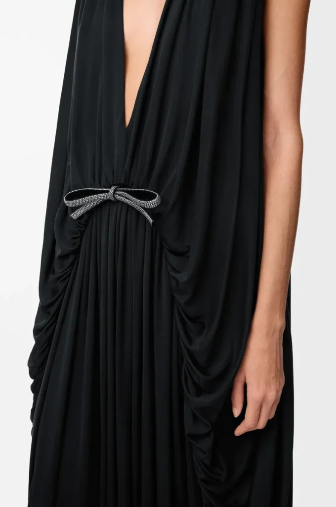 Drapiertes Kleid aus Seide in Schwarz