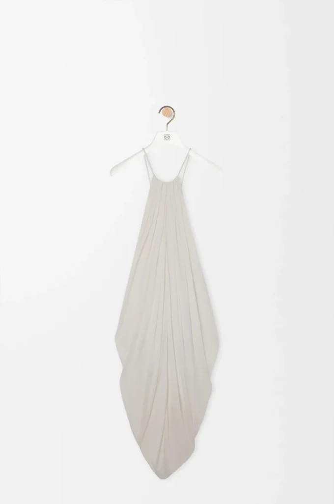 Drapiertes Kleid aus Seide Weiß