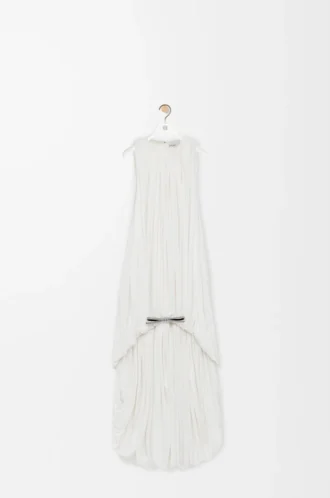Drapiertes Kleid aus Seide Weiß