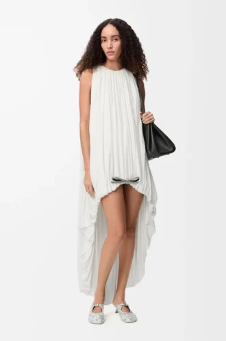 Drapiertes Kleid aus Seide Weiß