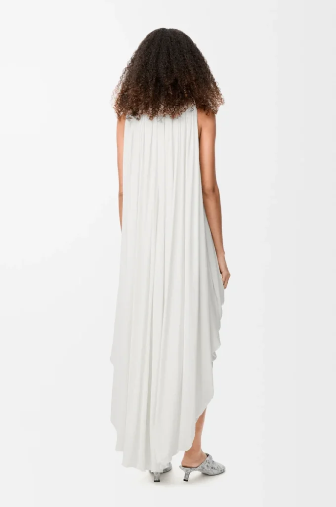 Drapiertes Kleid aus Seide Weiß