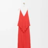 Drapiertes Kleid aus Viskose Orange