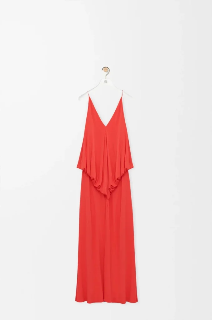 Drapiertes Kleid aus Viskose Orange
